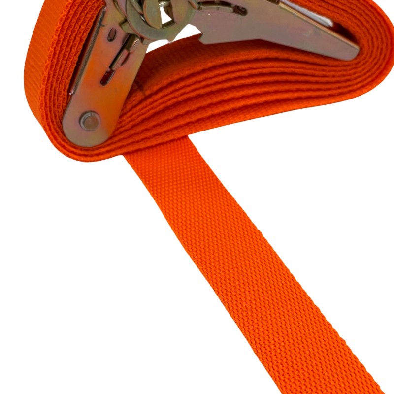 Ιμάντας με Μηχανισμό Καστάνιας για Δέσιμο Συνθετικός Πολυεστερικός Πορτοκαλί Φλούο Χρώμα 25mm
