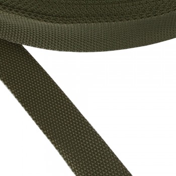 Synthetic narrow fabric, webbing tape, trimming in 30mm width and Khaki Color