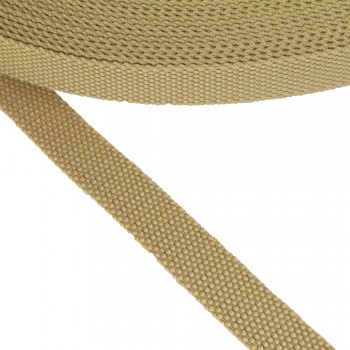 Synthetic  narrow fabric, webbing tape, trimming in 20mm width and Beige Color