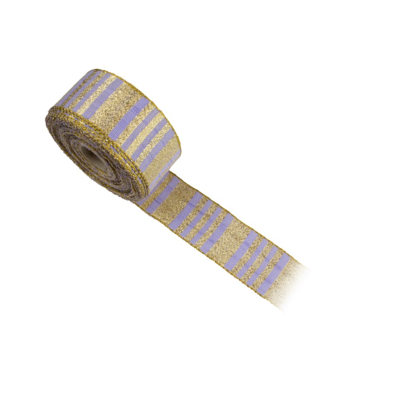 Μαλακή Χρυσό, Μωβ Packaging Ribbon 40 mm Χρυσοκλωστή