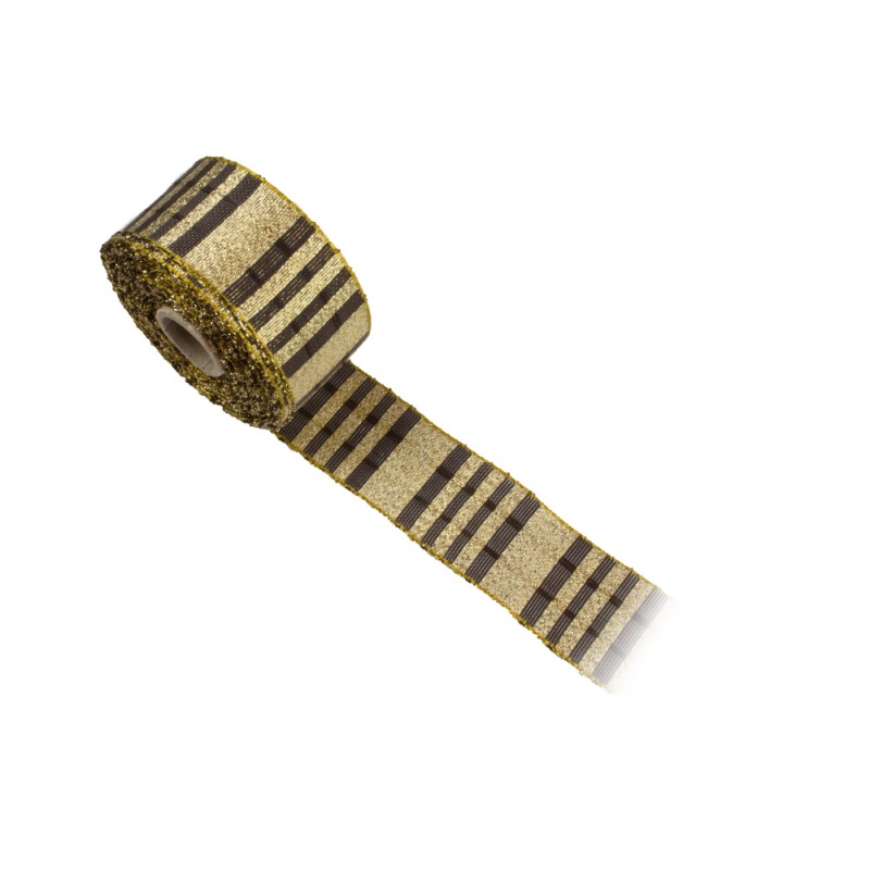 Μαλακή Χρυσό, Καφέ Packaging Ribbon 40 mm Χρυσοκλωστή