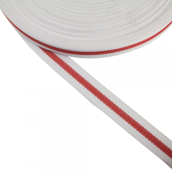 Φακαρόλα λευκή-κόκκινη συνθετική 20mm με ρίγα