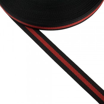 Φακαρόλα μαύρη-κόκκινη συνθετική 20mm με ρίγα