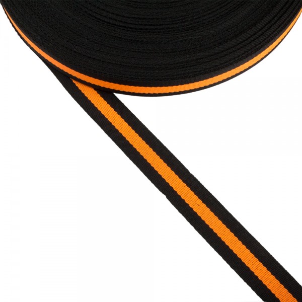 Φακαρόλα μαύρη-πορτοκαλί συνθετική 20mm με ρίγα