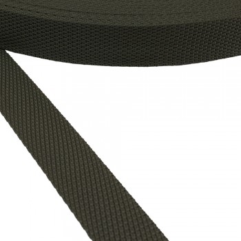Synthetic  narrow fabric, webbing tape, trimming in 25mm width and Khaki Color
