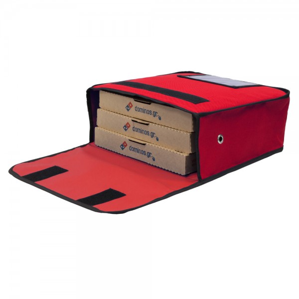 Ισοθερμική τσάντα Θερμόσακος Delivery Μεταφοράς πίτσας για 3 μεγάλες σε κόκκινο χρώμα