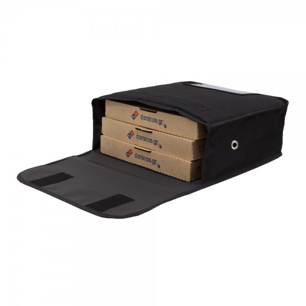 Ισοθερμική τσάντα Delivery θερμόσακος μεταφοράς πίτσας για 3 μεγάλες σε μαύρο χρώμα