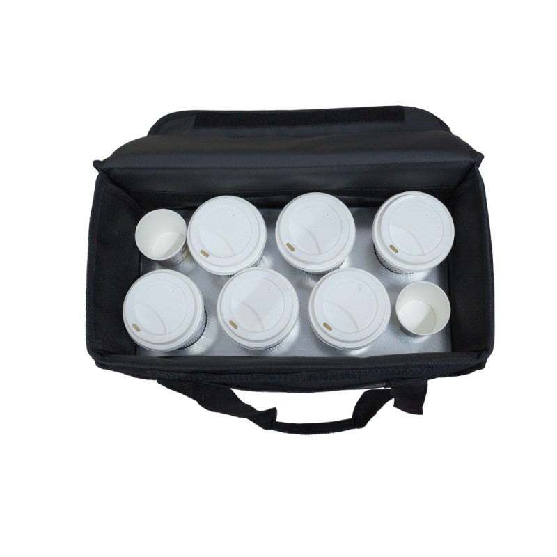 Διπλή Ισοθερμική τσάντα Delivery καφέ Αποσπώμενος Θερμόσακος εως 12 καφέ ή 40 λίτρα σε μαύρο χρώμα