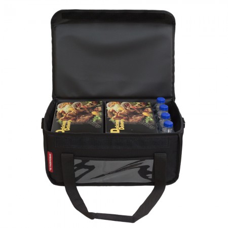 Ισοθερμική Τσάντα Delivery Φαγητού Θερμόσακος Μεταφοράς  25 λίτρα σε μαύρο χρώμα