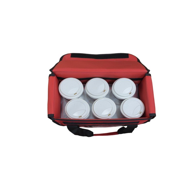 Ισοθερμική τσάντα Θερμόσακος Delivery για Μεταφορά εως 6 καφέ ή 15 λίτρα σε κόκκινο χρώμα