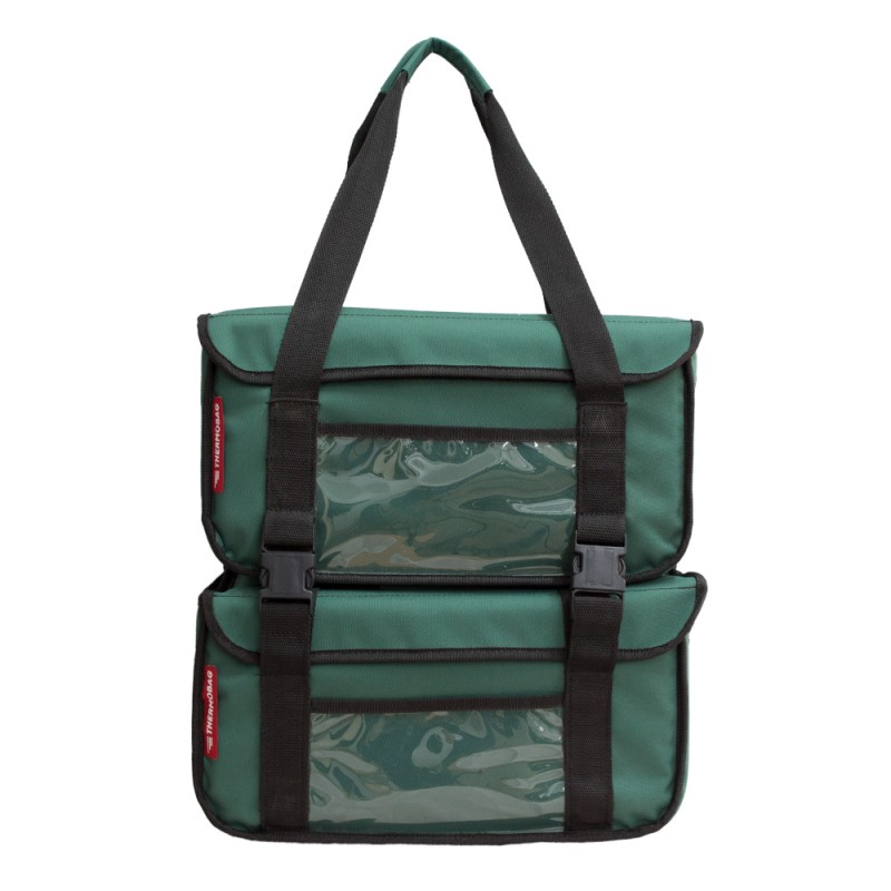 Διπλή Ισοθερμική τσάντα Delivery καφέ Αποσπώμενος Θερμόσακος εως 12 καφέ ή 40 λίτρα σε πράσινο χρώμα