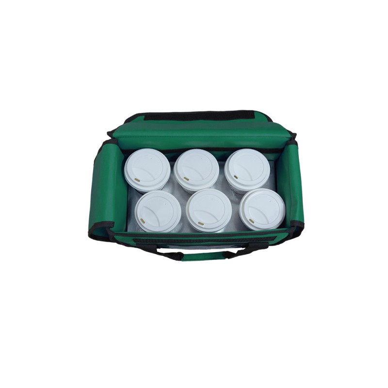 Ισοθερμική τσάντα delivery καφέ Θερμόσακος μεταφοράς εως 6 καφέ ή 15 λίτρα σε πράσινο χρώμα