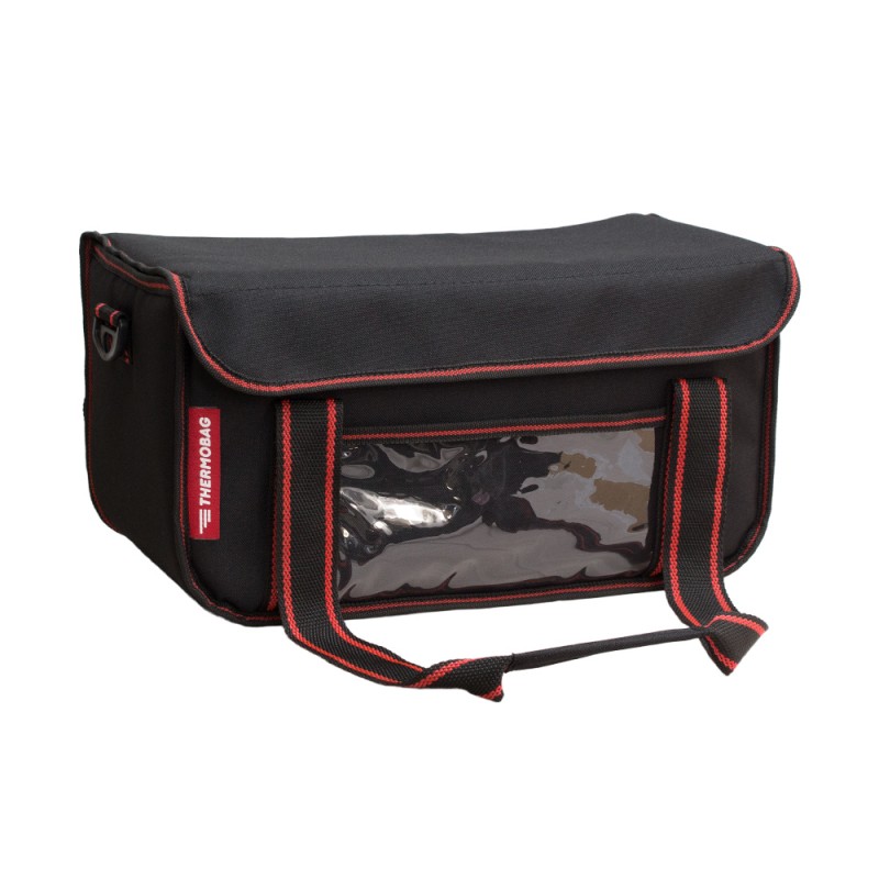 Ισοθερμική τσάντα θερμόσακος delivery για μεταφορά εως 8 + 3 ή 6 + 2 καφέ ή 20 λίτρα με κόκκινη ρίγα
