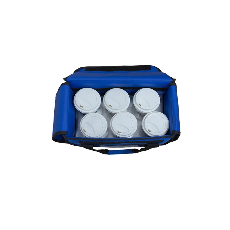 Ισοθερμική τσάντα θερμόσακος delivery για μεταφορά εως 6 καφέ ή 15 λίτρα σε μπλε ρουά χρώμα