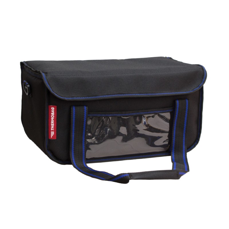 Ισοθερμική τσάντα θερμόσακος delivery για μεταφορά εως 8 + 3 ή 6 + 2 καφέ ή 20 λίτρα με μπλε ρίγα