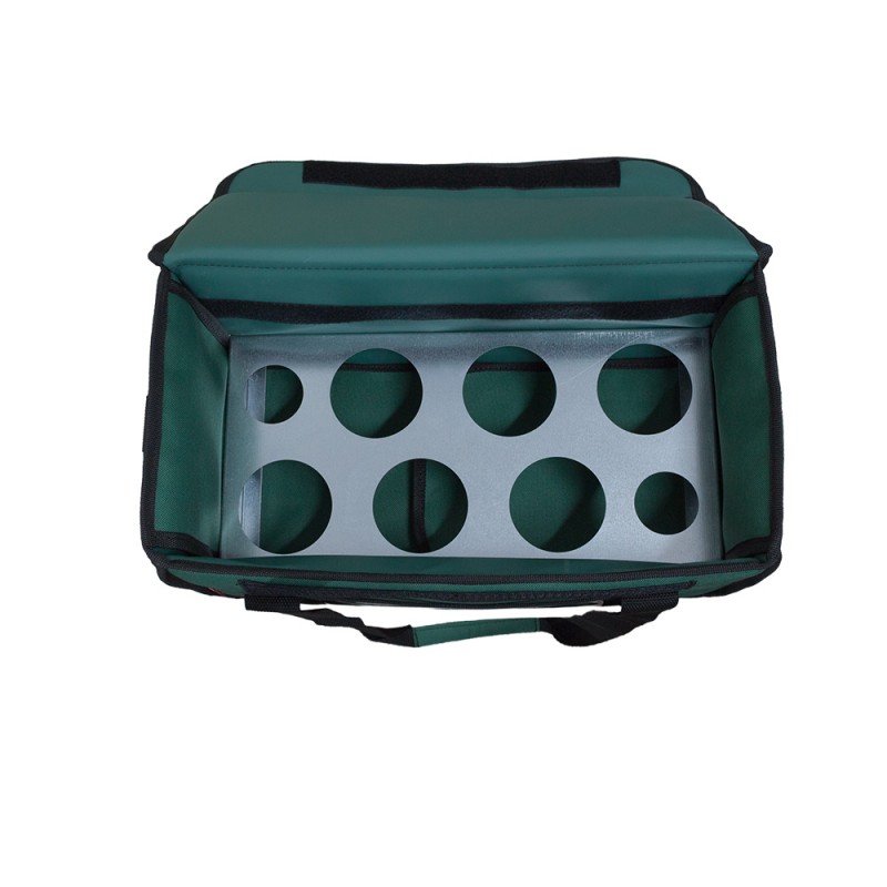 Διπλή Ισοθερμική τσάντα Delivery καφέ Αποσπώμενος Θερμόσακος εως 12 καφέ ή 40 λίτρα σε πράσινο χρώμα