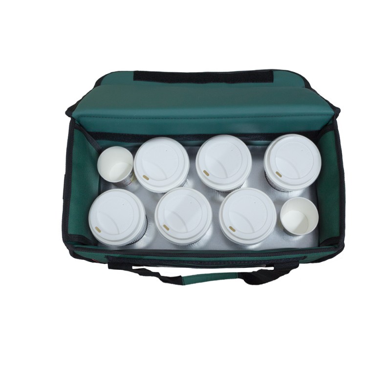 Ισοθερμική τσάντα θερμόσακος delivery για μεταφορά εως 8 + 3 ή 6 + 2 καφέ ή 20 λίτρα σε πράσινο χρώμα