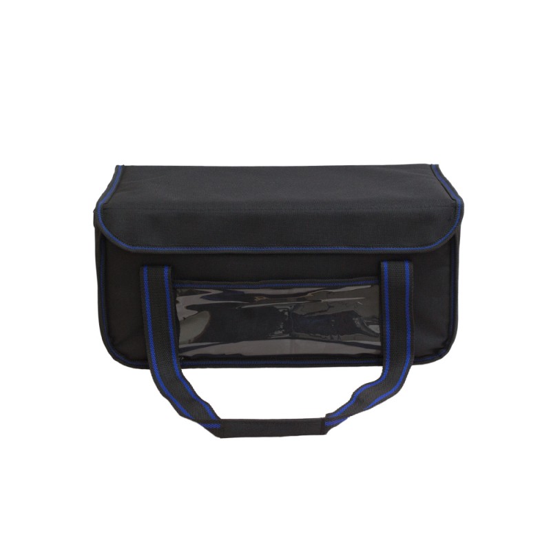 Ισοθερμική τσάντα θερμόσακος Delivery για μεταφορά καφέ εως 8 καφέ ή 24 λίτρα μαύρη με μπλε ρίγα