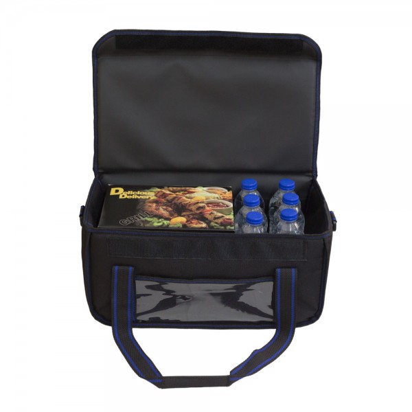 Ισοθερμική Τσάντα Delivery για Φαγητό Θερμόσακος Μεταφοράς Φαγητού 24 λίτρα με μπλε ρίγα