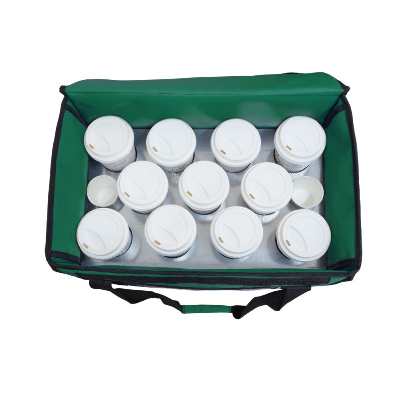 Τσάντα Delivery Ισοθερμική Μεταφοράς καφέ Θερμόσακος εως 11 + 2 καφέ ή 40 λίτρα σε πράσινο χρώμα