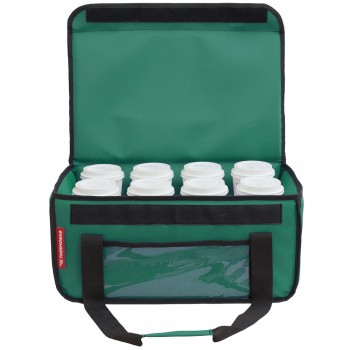 Ισοθερμική τσάντα delivery Καφέ Θερμόσακος μεταφοράς  εως 8 + 3 καφέ ή 30 λίτρα σε πράσινο χρώμα